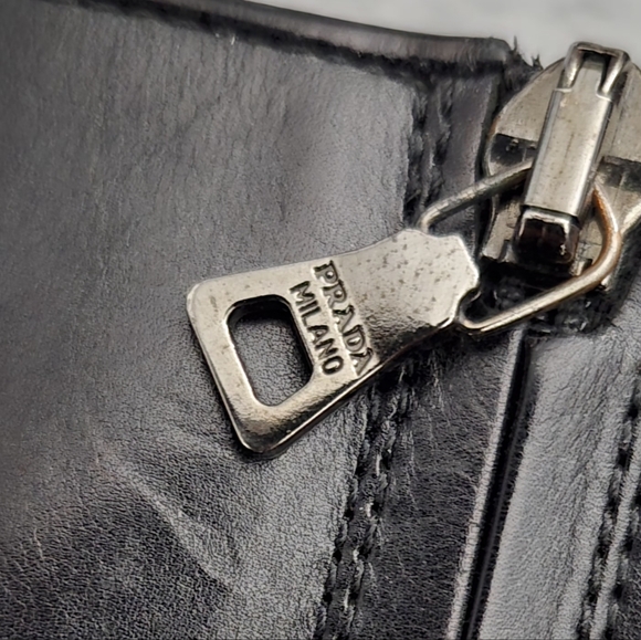 Vintage Prada Black Leather Platform Ankle Boots Size 35 - Picture 3 of 6